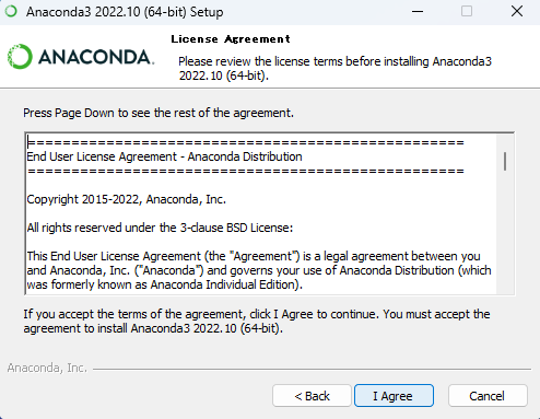 Anacondaのインストーラ②規約