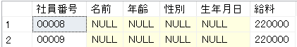 IS NULL演算子でNULLの入ったデータを取得